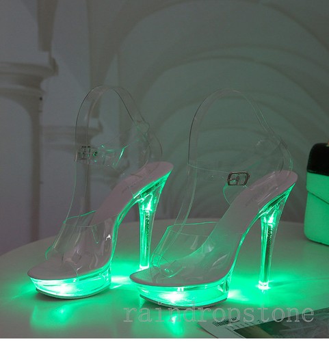 Mujeres Verano Sexy Tacones Altos Brillante Plataforma Sandalias Transparente Boda Zapatos - Imagen 23 de 31