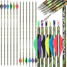 30" Pure Carbon Arrow Spine340 ID6.2mm Camo RecurveBow Compoundbow Shoot Hunting