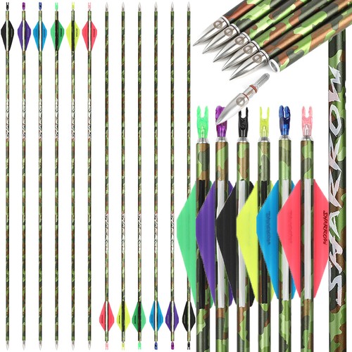 30" Pure Carbon Arrow Spine340 ID6.2mm Camo RecurveBow Compoundbow Shoot Hunting - Picture 1 of 21