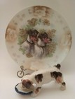 Two Vntg Jack Russell Terrier Dog Collectables, German Cabinet Plate & Figurine