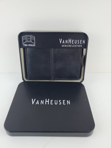 Van Heusen Wallet Men's Bifold  Case Black New With Metal Case - Picture 3 of 8