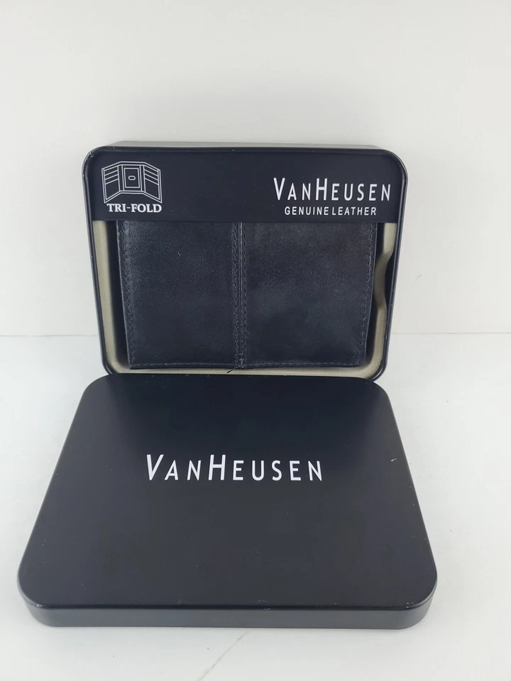 Van Heusen Wallet Men's Bifold  Case Black New With Metal Case - Image 3 of 4
