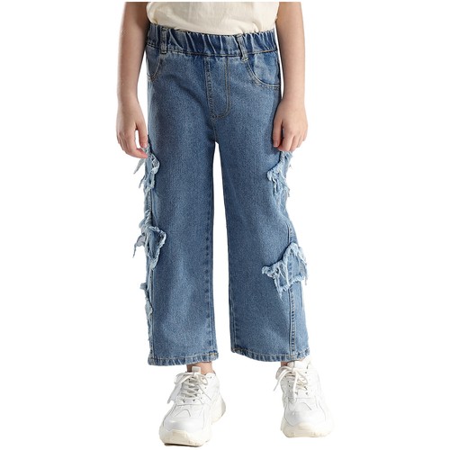 Mädchenhose dehnbar Jeans Patches Hose Komfort Spur ausgefranst Freizeit Denim - Bild 4 von 24