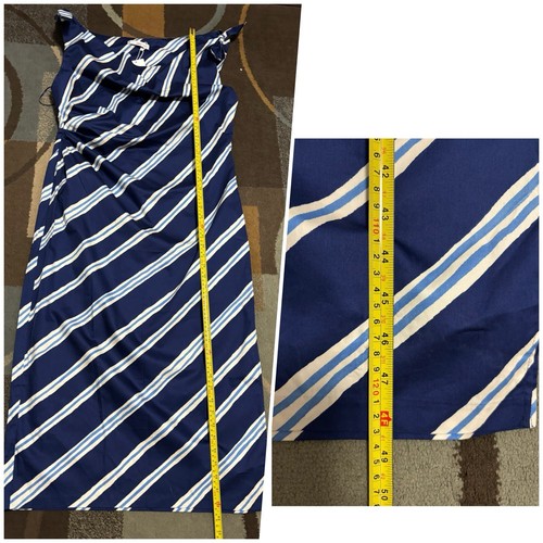 Mango Women's Summer Bare Shoulders Striped Blue Cotton Dress. Size 12. New. - Picture 20 of 22