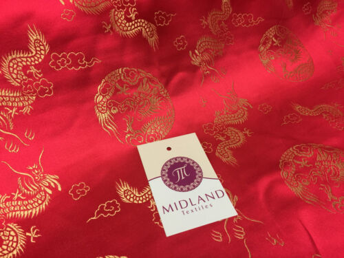 Traditional Oriental Gold Dragon Silk Satin Brocade 45" Wide M60 Mtex - Picture 7 of 22