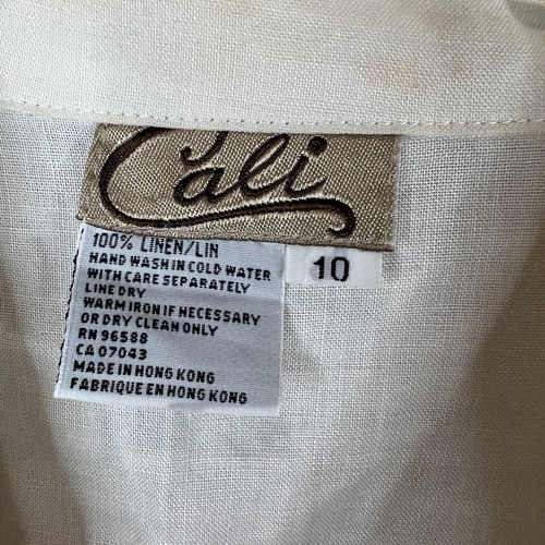 Vintage 90s Cali Women Shirt Top Size 10 Brown Striped Short Sleeve Linen Gorp - Picture 6 of 12