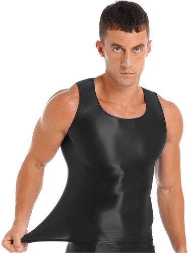 Men Glossy Tank Tops Sleeveless T-Shirt Swim Gym Fitness Workout Vest Sportswear - Picture 94 of 145