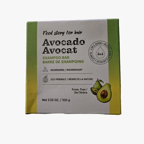 Food Story for Hair Avocado Shampoo Bar for Hair & Body Eco Friendly 3.53 oz NIB