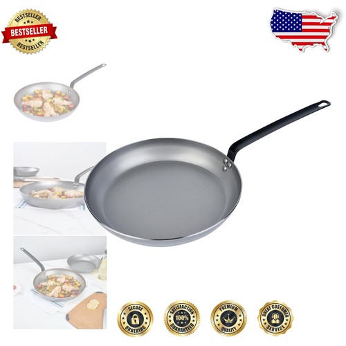 Induction-Ready 14-Inch Fry Pan - Heavy-Duty Carbon Steel for Searing & Sautéing