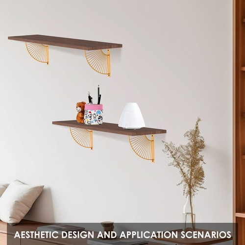 4Pcs Gold Shelf Support Bracket Wall Mounted Floating Shelf Bracket for CasLG - Picture 3 of 11