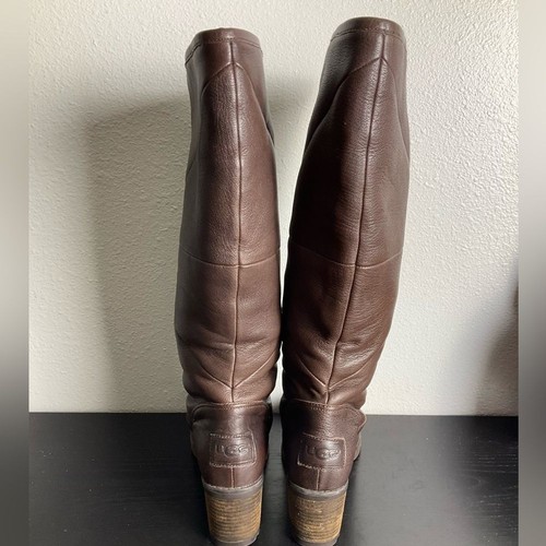 UGG Avery Stout Leather Water Resistant Cuffable High Heeled Boots Women's 8.5 - Picture 7 of 14