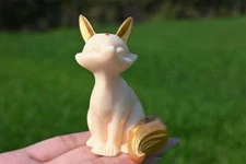 3" Carved Tagua Nut fox Reiki Crystal Skull decor crystal Heal holiday gift 1pc