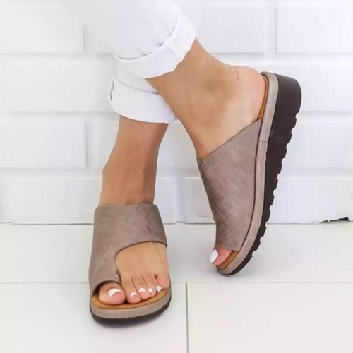 Women Summer Sandals Comfy Open Slippers Flats Orthopedic Bunion Corrector - Picture 2 of 28