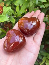 Large Carnelian Heart, 1.75" Polished Carnelian Puffy Heart, Wholesale Bulk