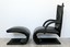 contemporary modern black leather chair & ottoman brisson zen lignet roset 1980s