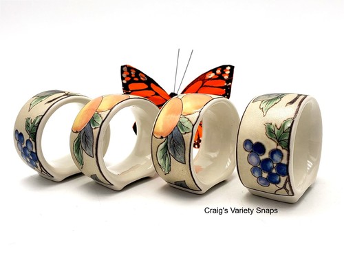 Mikasa Golden Harvest Ceramic Napkin Rings Set - Grapes & Peaches, MSRP 27.99 - Picture 6 of 18