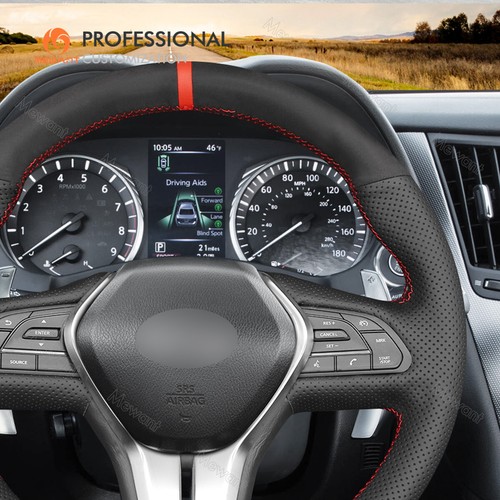 Funda de volante de cuero auténtico MEWANT gamuza para Infiniti Q50 QX50 2018 2019 Q60 - Imagen 5 de 11