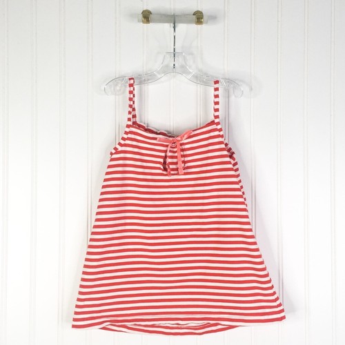 Hanna Andersson Girls Tank Top Red Striped Bow Spaghetti Strap 100% Cotton 5 - Picture 2 of 4