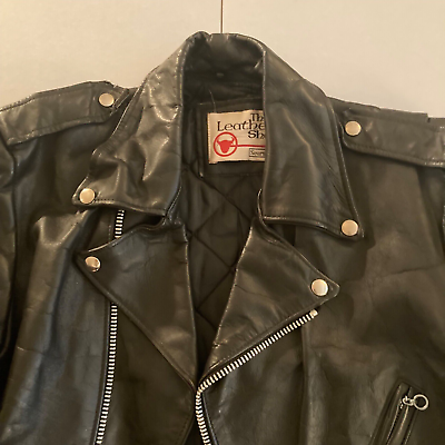 VTG Leather Biker Jacket Sears The Leather Shop Mens 44 X VTG Leather Biker Jacket Sears The Leather Shop Mens 44 X