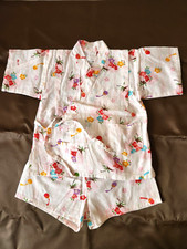 Kids Japanese Kimono Jinbei traditional clothing yukata top and bottom 90cm