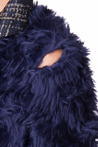Cappotto Ostwald Helgason Mohair Cotone Orsacchiotto Pelliccia Blu Navy $2080 M US 8 NUOVO - Foto 11 di 12