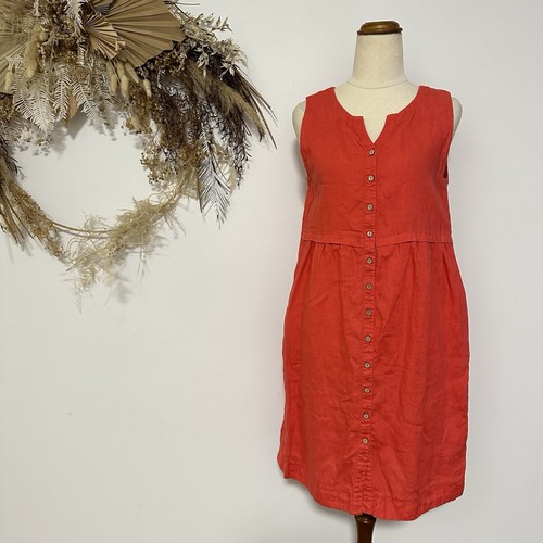 C&C California Linen Tunic Dress Size XS RED CASUAL Boho button Up Sleeveless