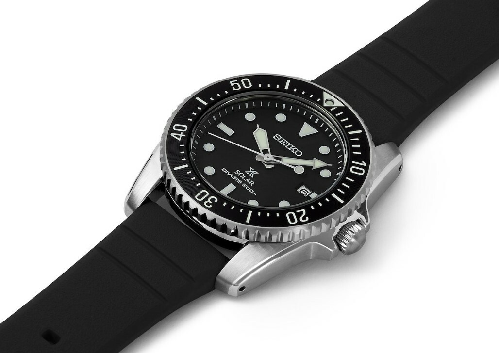 Seiko Prospex Solar Diver's Black Silicone Strap Men's Watch