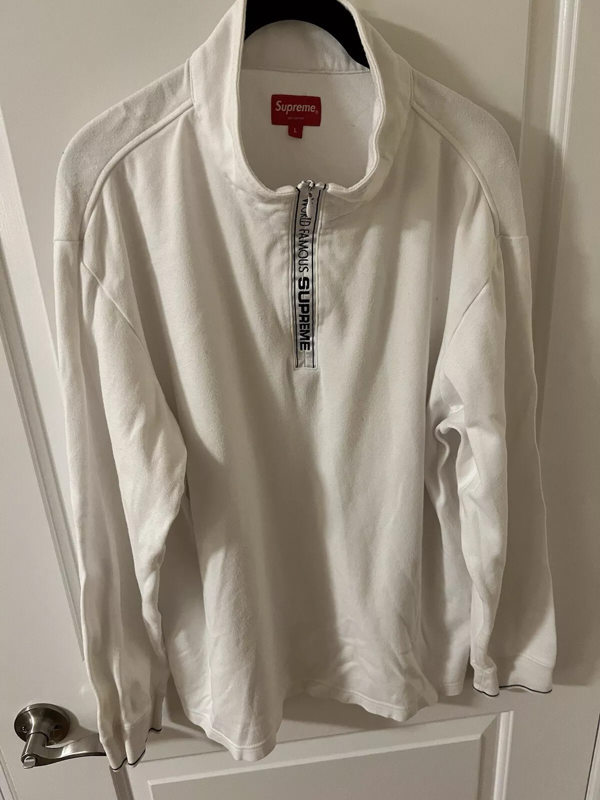 Pull demi zip blanc Supreme World Famous taille L occasion