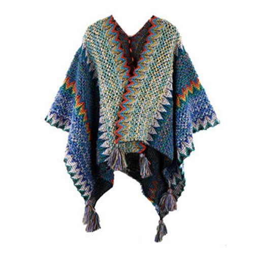 Damen Cape Strick Halstuch Urlaub Schal hell Mantel Urlaub Umhang Reise - Bild 6 von 28