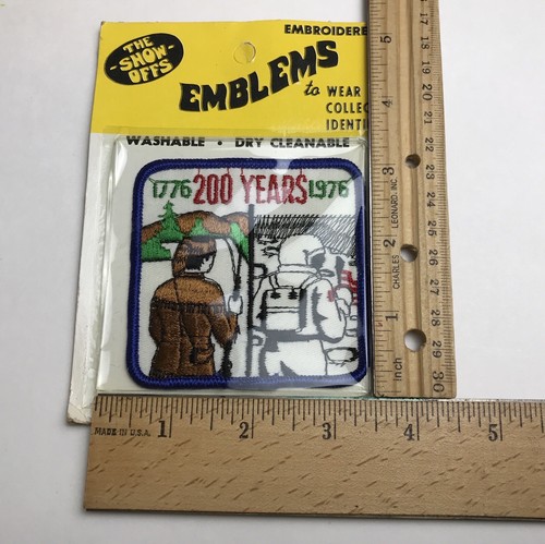 Patch ricamo vintage show offs (1776-1976) astronauta e uomo di frontiera NOS USA - Foto 4 di 5