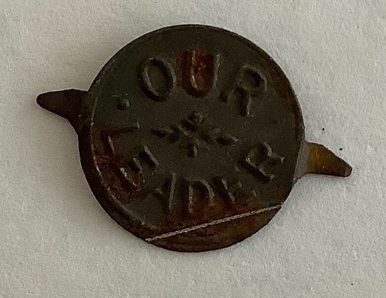 Our Leader Plug Die Stamped Tin Tobacco Tag