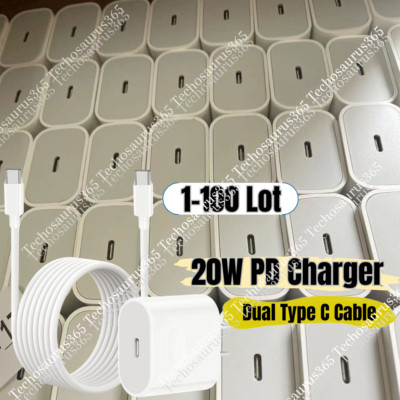 20W Fast Charger PD Type C Cable Power Adapter For iPad iPhone 15Pro Samsung Lot
