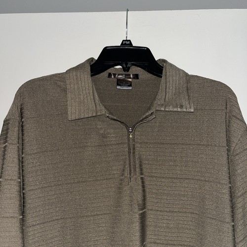 Nike TW Tiger Woods Polo Zip Vintage Brown Tan Size Large - Picture 2 of 5