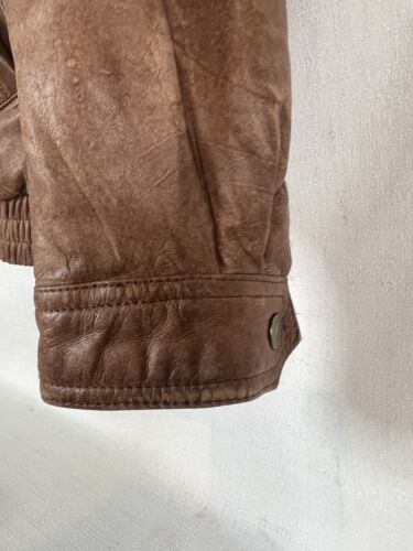 Vintage Reed Sportswear Leather Jacket Mens 40 Bomber Full Zip Tan 90s - Picture 2 of 12