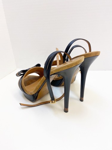 Fendi Brown Black Leather Suede Bow Platform Sandal 39.5 - Picture 9 of 13