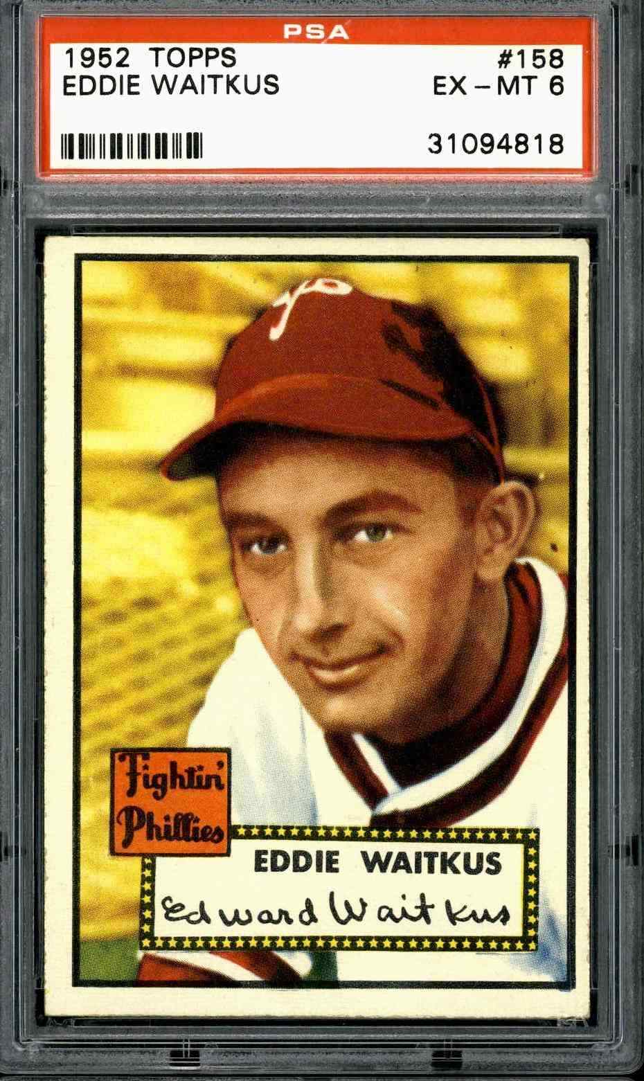 1952 Topps #158 Eddie Waitkus - PSA 6