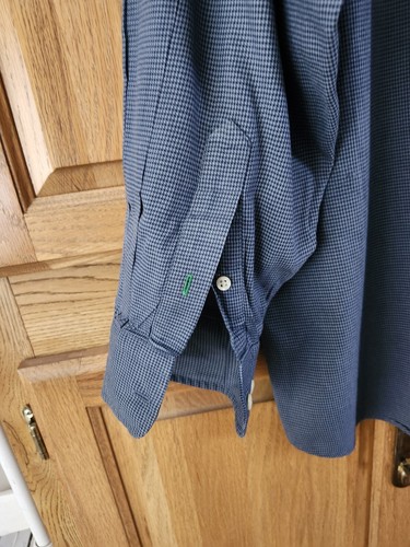 Tommy Hilfiger Men's Button Down Shirt Houndstooth Dk Blue Size 17 - Picture 8 of 9