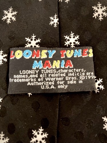 Looney Tunes Mania Men's Necktie Christmas Bugs Bunny Daffy Duck Tas 1996 Vtg - Picture 5 of 6