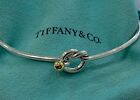 Tiffany & Co. S. Silver 925 & 18K Gold Pretzel Love Knot Bracelet 6.5"
