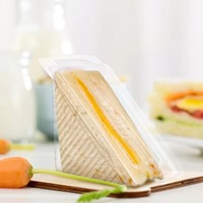 100PC Triangle Disposable Sandwich Packaging Box Integrated Lid Sandwich Holder◈