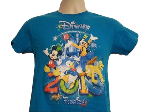 2013 Walt Disney World Kids Large Blue TShirt Mickey Goofy Donald Duck - Picture 2 of 6