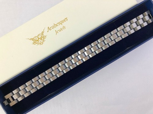 MENS CHUNKY MAGNETIC COPPER BIO/HEALTH BRACELET. PAIN/ARTHRITIS RELIEF. SILVER - Picture 1 of 4