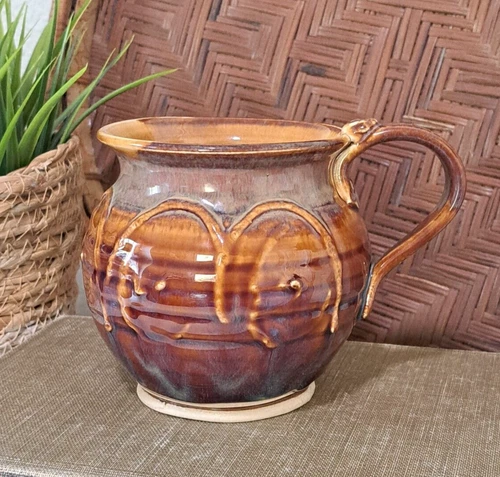 Castle Arch Pottery Coffee Mug Potbelly Kilkenny Ireland Brown Glaze Celtic Art