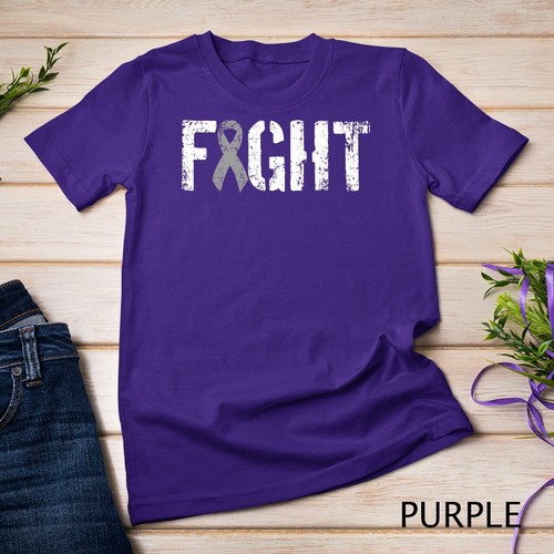 Fight Brain Cancer - Gray Tumor Awareness Ribbon Unisex T-shirt - Picture 10 of 15