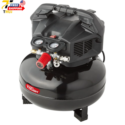 Hyper Tough Black 150 PSI Oil-Free Pancake Air Compressor 6 gal - Picture 9 of 12