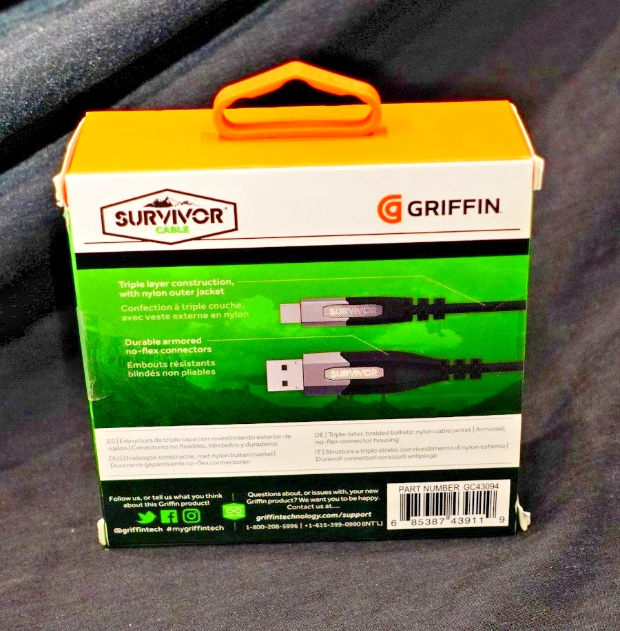 Griffin 4FT Survivor Charge - Cable de sincronización USB a Micro USB - Negro - GC43094 Foto 2 de 3