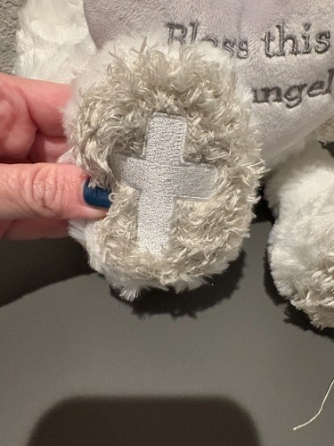 NWT DEMDACO Guardian Angel Bear Plush "Bless this little angel" White Gray - Picture 10 of 14