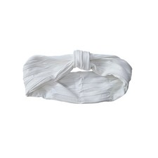 White Ribbed Textured Knotted Turban Headband Wide Stretch Hair Accessory