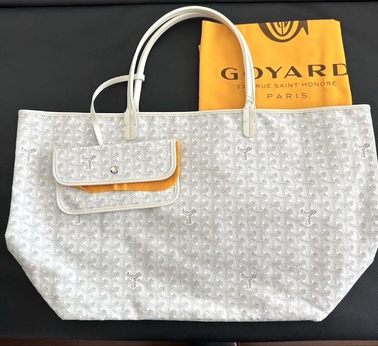 ✨【希少】GOYARDゴヤールサンルイＧＭポーチ付きホワイト☆** ゴヤール トートバッグ サンルイ サンルイGM バッグ ポーチ付き
