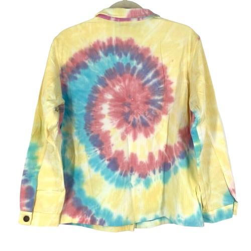 Daydreamer Batik Swirl Jacke gelb rosa blau Damen Large 100 % Baumwolle neu mit Etikett - Bild 2 von 6